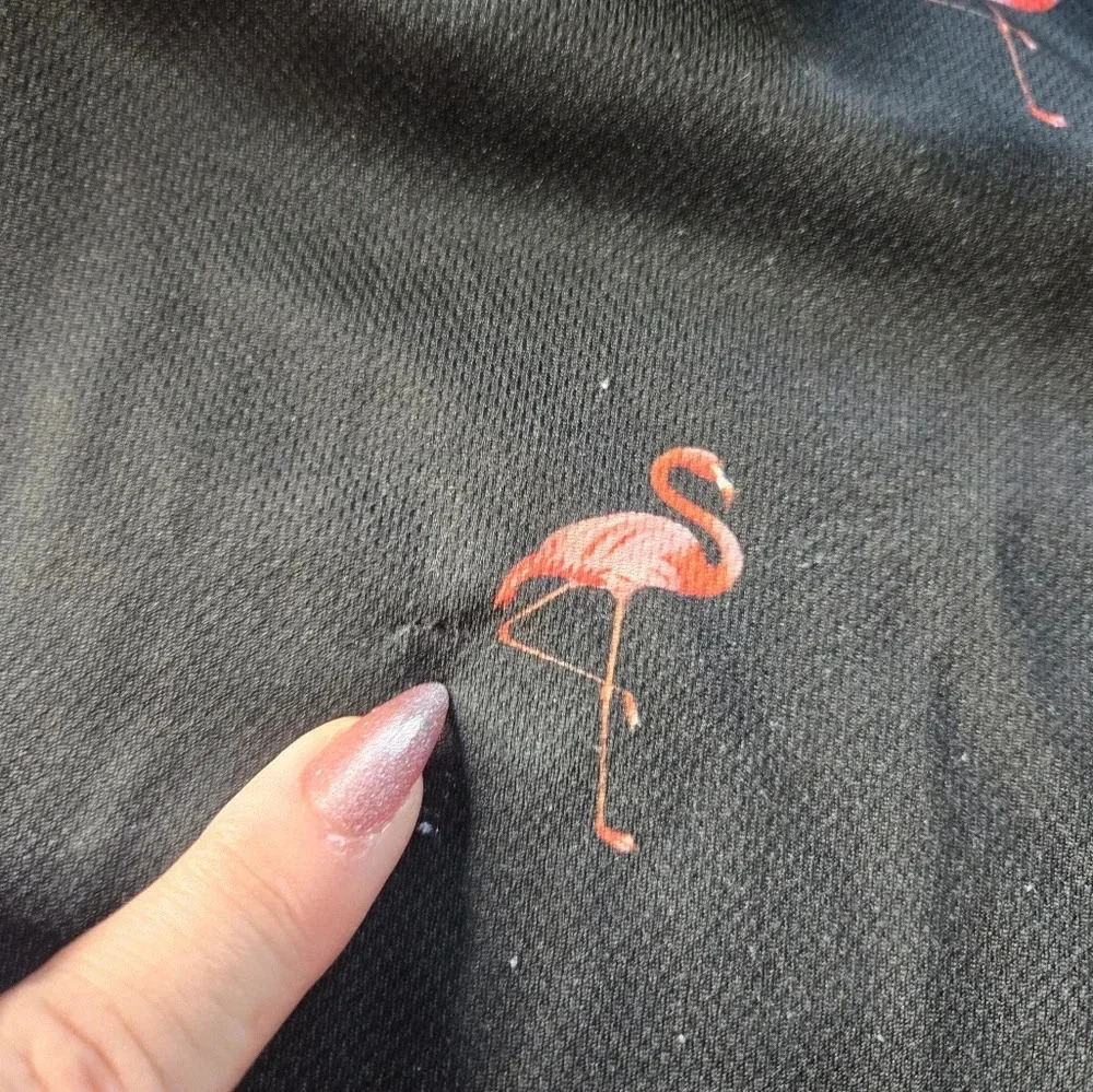 Mens golf Activewear black pink flamingo polo - Picture 3 of 11